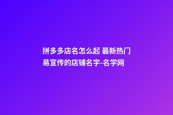 拼多多店名怎么起 最新热门易宣传的店铺名字-名学网-第1张-店铺起名-玄机派